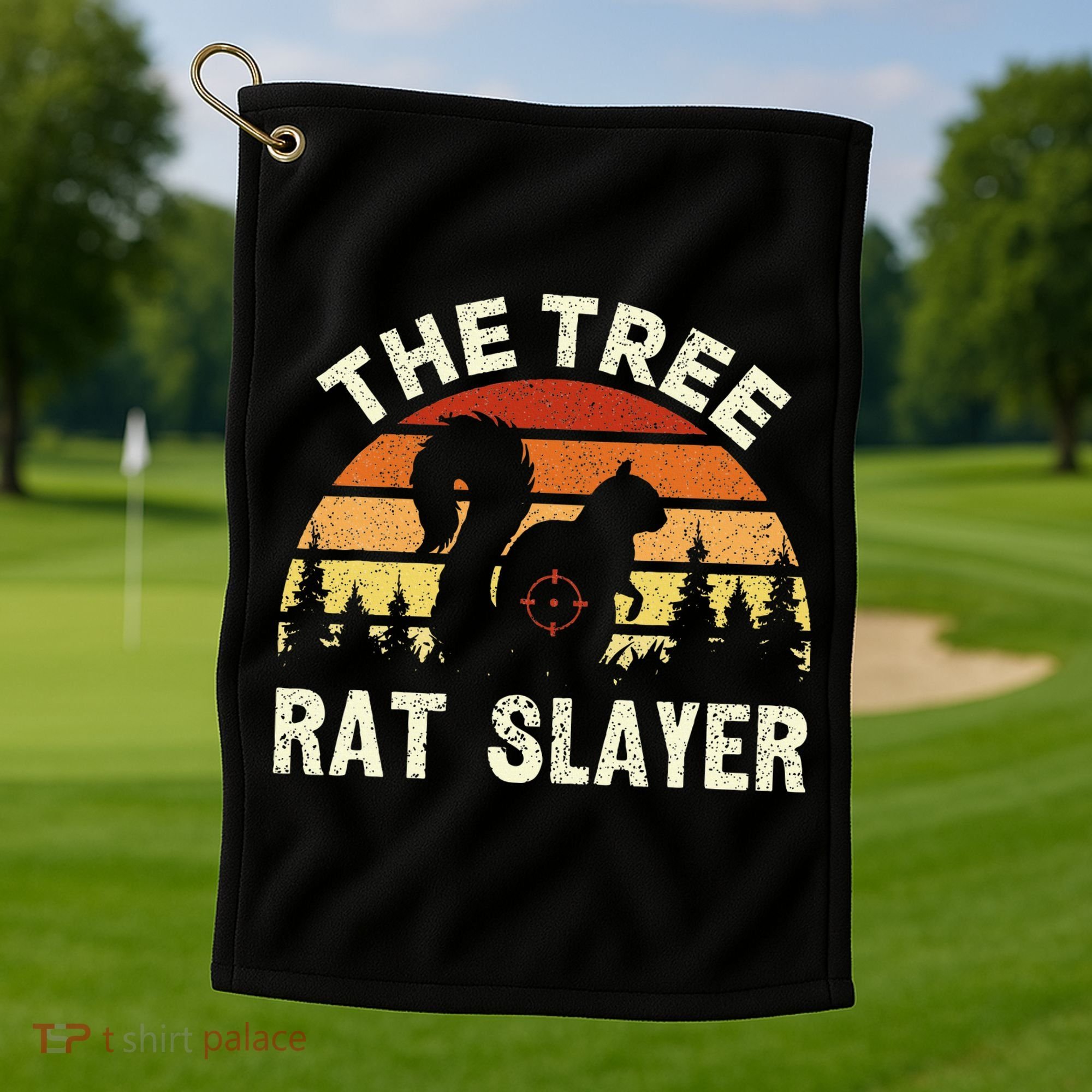 Squirrel Hunter The Tree Rat Slayer Retro Squirrel Hunting Golf Towel