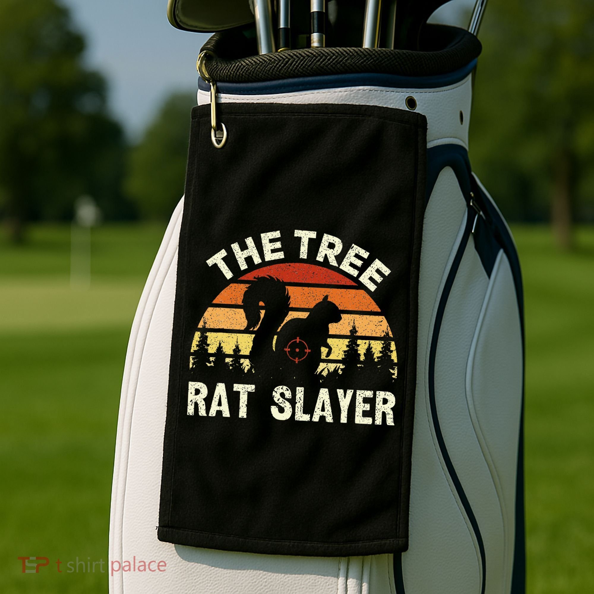 Squirrel Hunter The Tree Rat Slayer Retro Squirrel Hunting Golf Towel