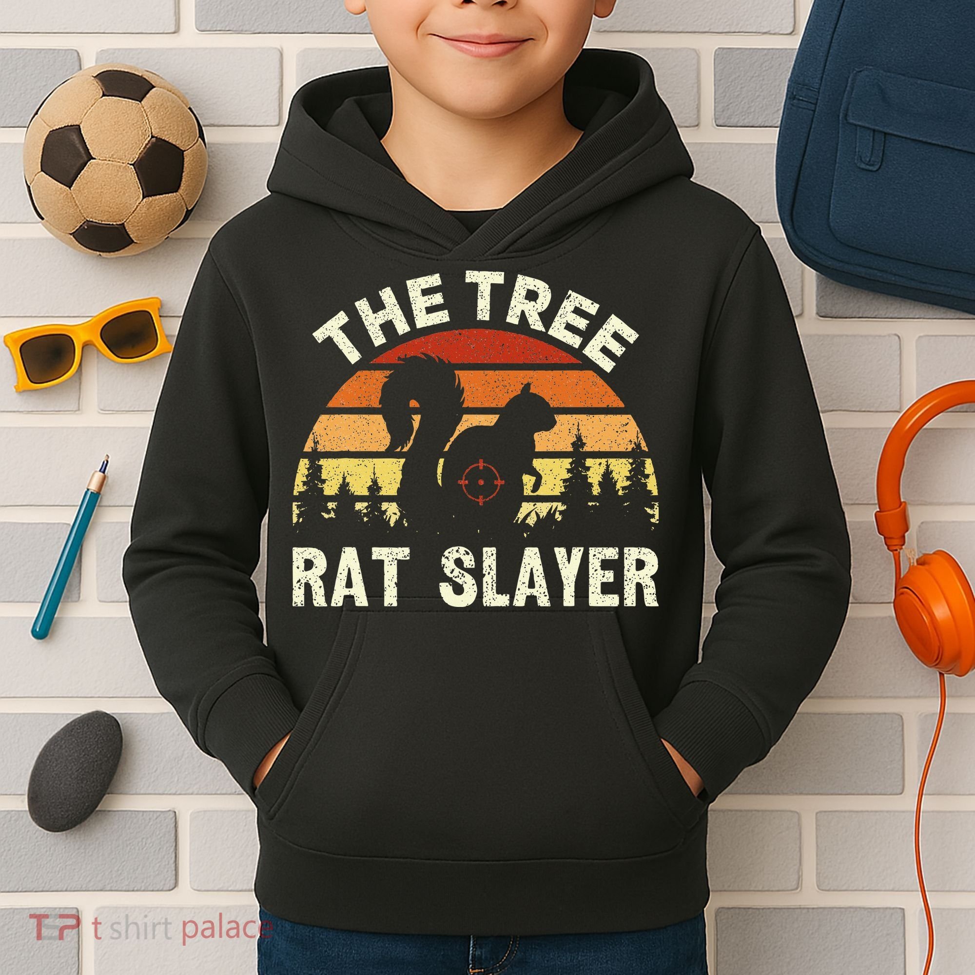 Squirrel Hunter The Tree Rat Slayer Retro Squirrel Hunting Kids Hoodie