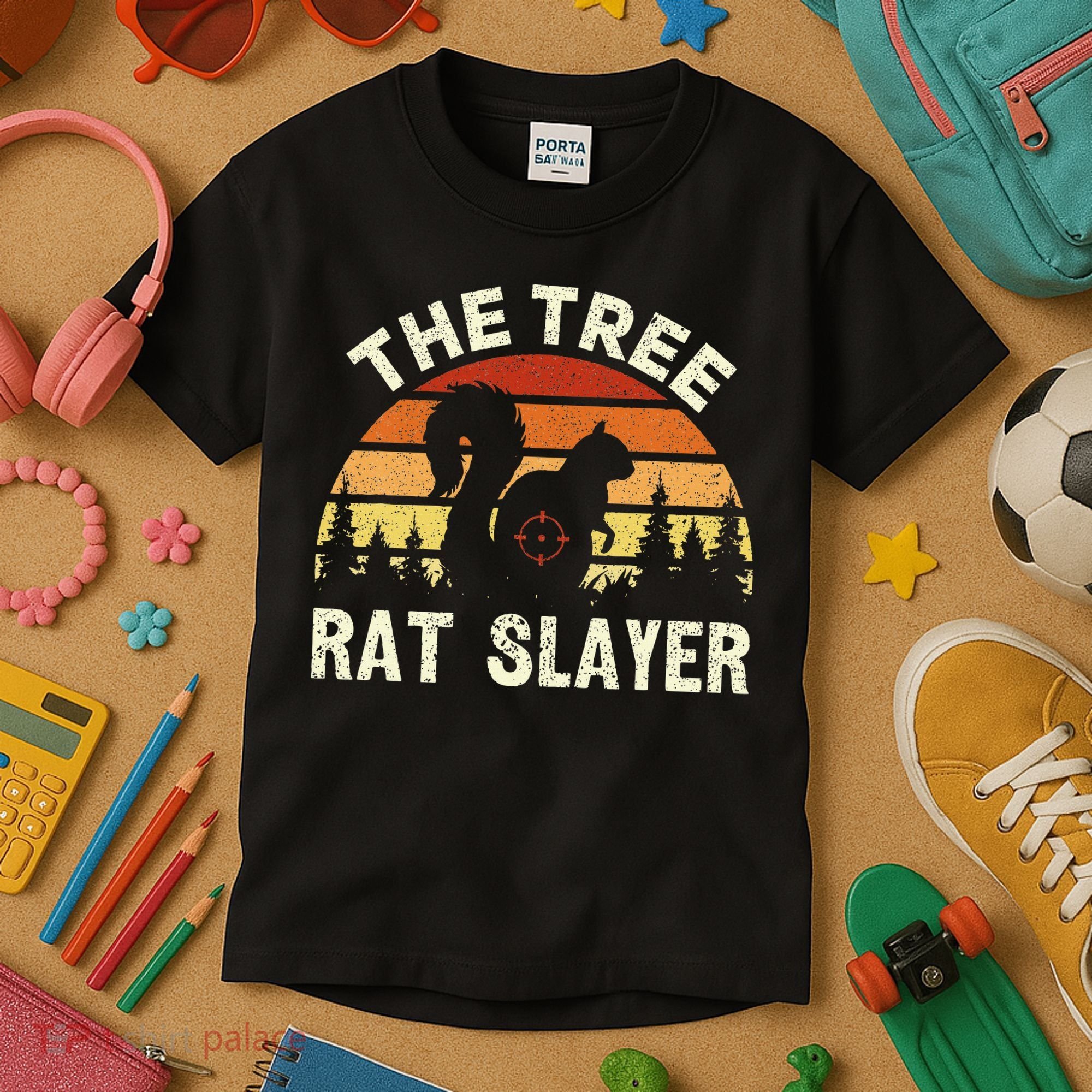 Squirrel Hunter The Tree Rat Slayer Retro Squirrel Hunting Kids T-Shirt
