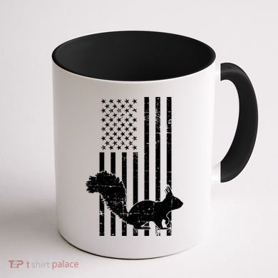 Squirrel Hunting Us Flag Squirrel Hunter Great Gift Coffee Mug back