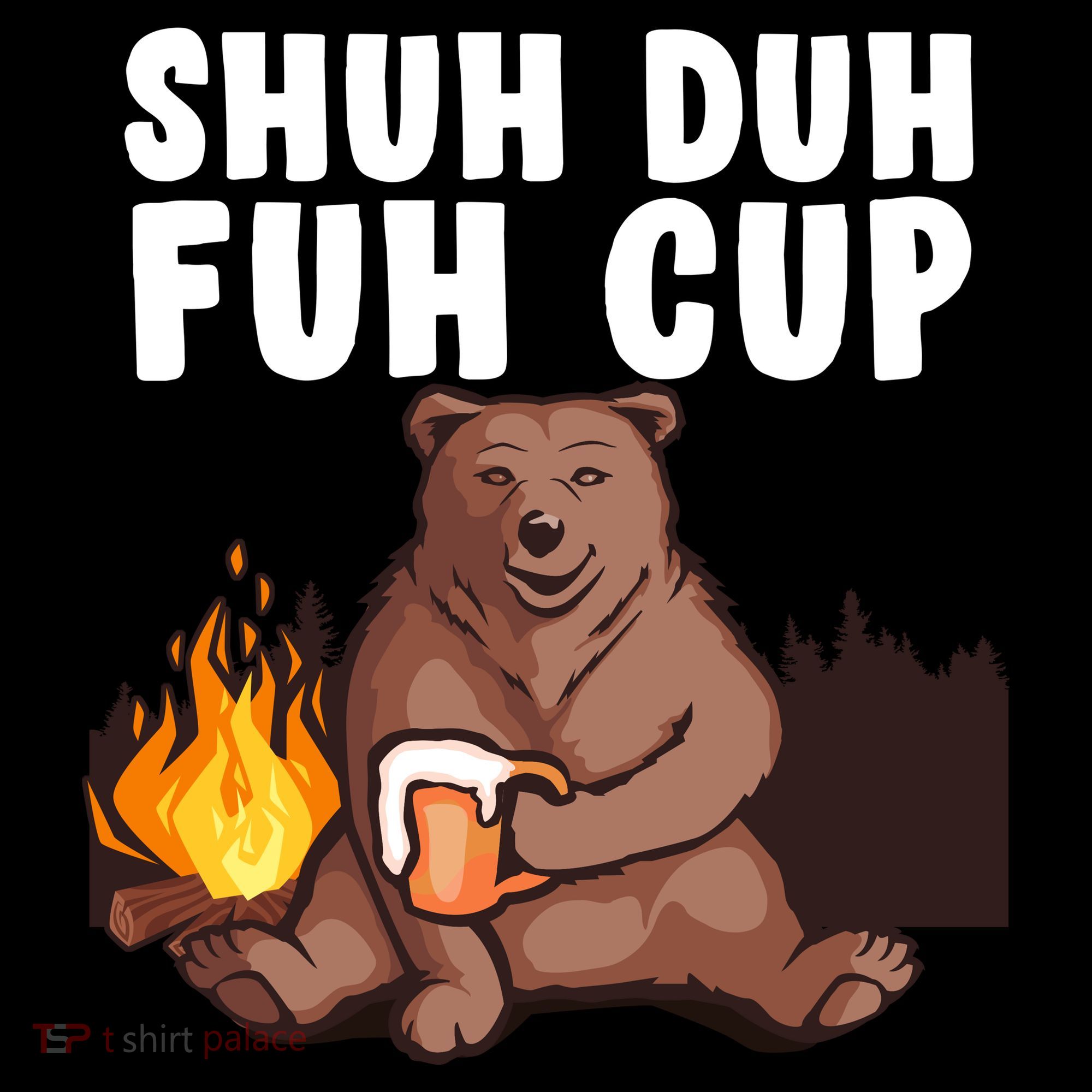 Shuh Duh Fuh Cup Bear Drinking Beer Camping Backpack