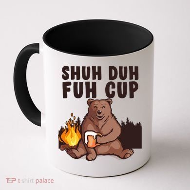 Shuh Duh Fuh Cup Bear Drinking Beer Camping Coffee Mug