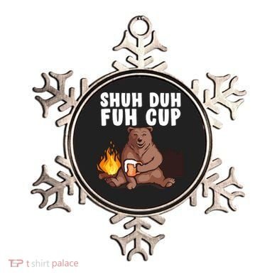 Shuh Duh Fuh Cup Bear Drinking Beer Camping Ornament