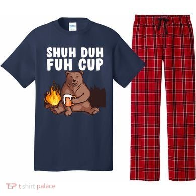 Shuh Duh Fuh Cup Bear Drinking Beer Camping Pajama Set