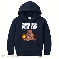 Shuh Duh Fuh Cup Bear Drinking Beer Camping Kids Hoodie thumb 0