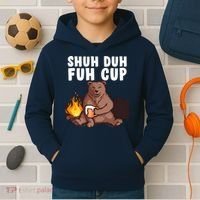 Shuh Duh Fuh Cup Bear Drinking Beer Camping Kids Hoodie thumb 2