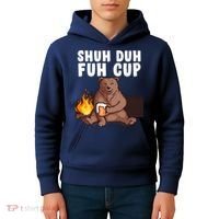 Shuh Duh Fuh Cup Bear Drinking Beer Camping Kids Hoodie thumb 4