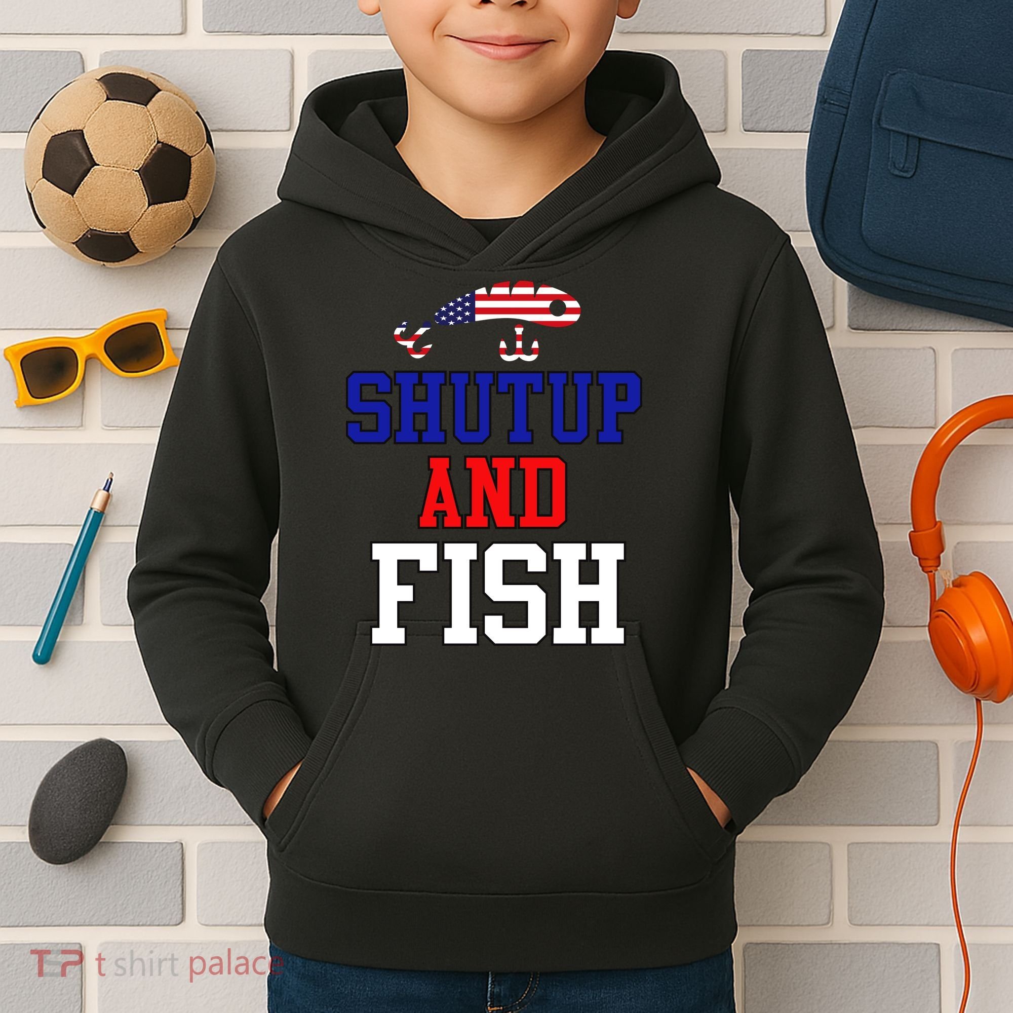 Shut Up And Fish Kids Hoodie