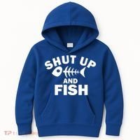 Shut Up And Fish Fishing Kids Hoodie thumb 0