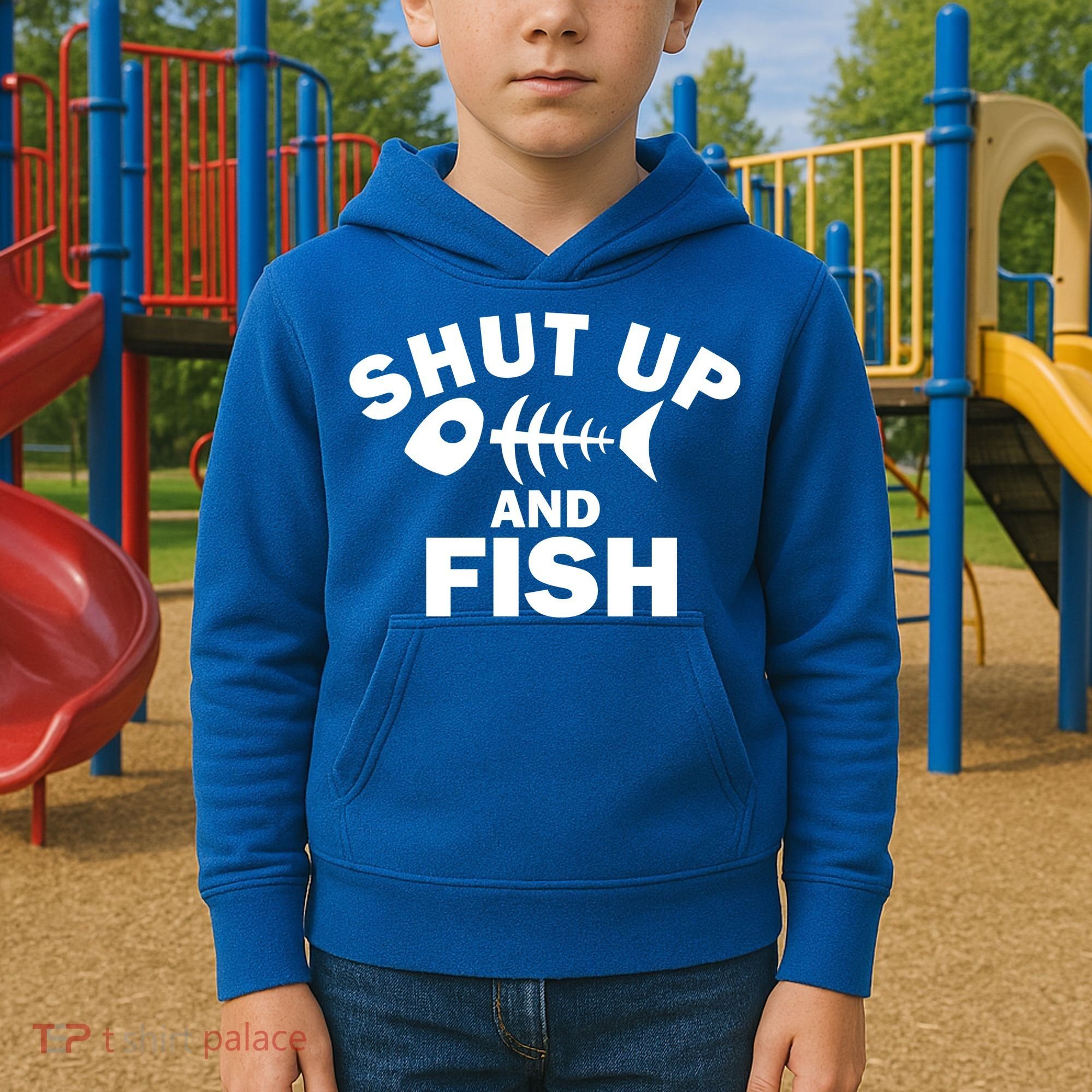 Shut Up And Fish Fishing Kids Hoodie