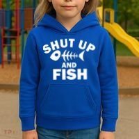 Shut Up And Fish Fishing Kids Hoodie thumb 3
