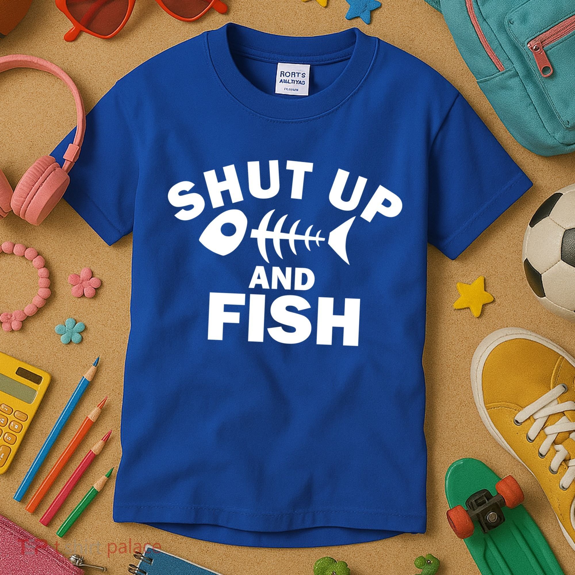 Shut Up And Fish Fishing Kids T-Shirt