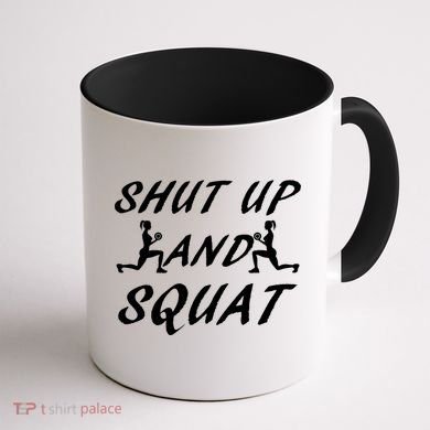 Shut Up And Squat Gym Fitness Workout Coffee Mug back