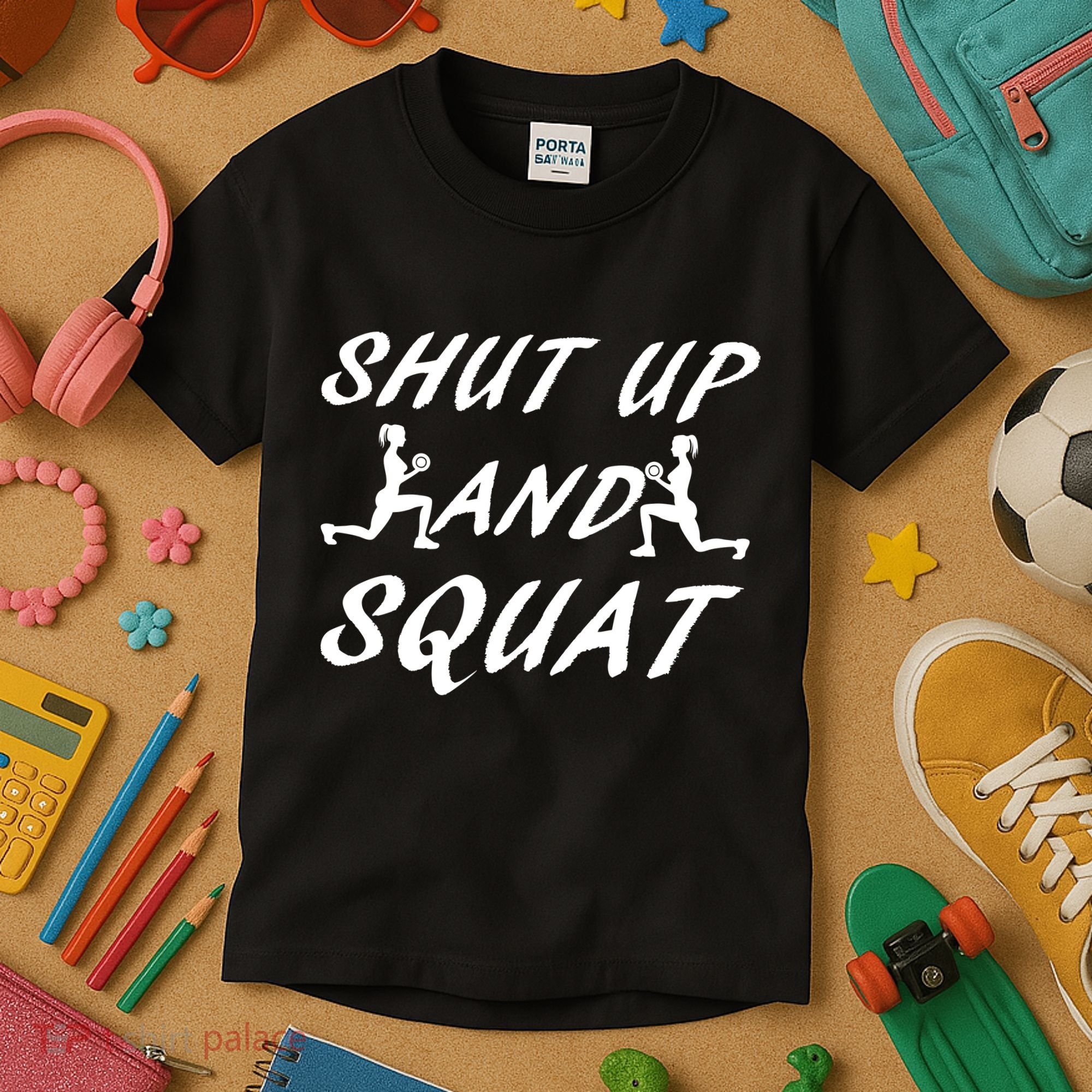Shut Up And Squat Gym Fitness Workout Kids T-Shirt
