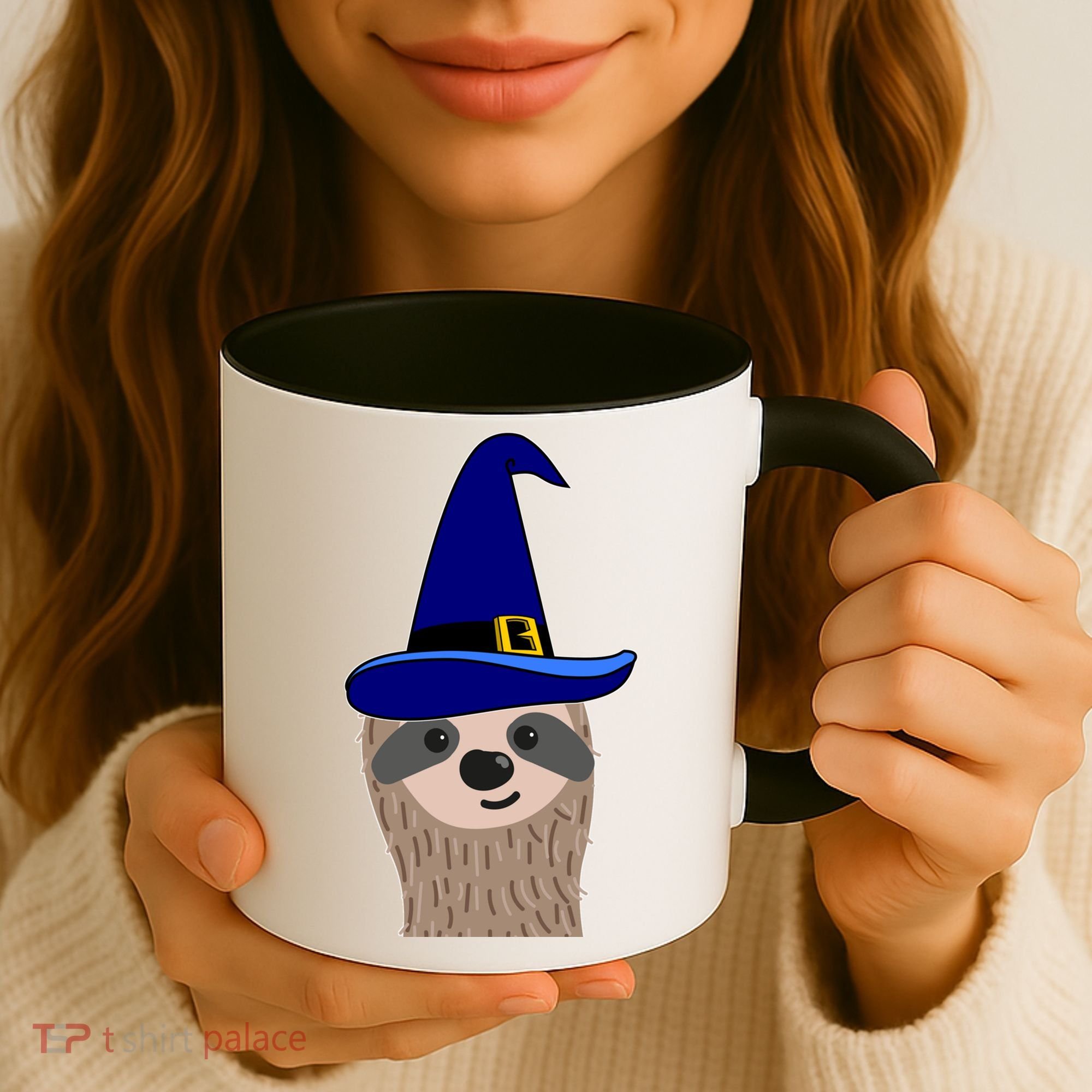 Scary Halloween Wizard Hat Sloth Gift Coffee Mug