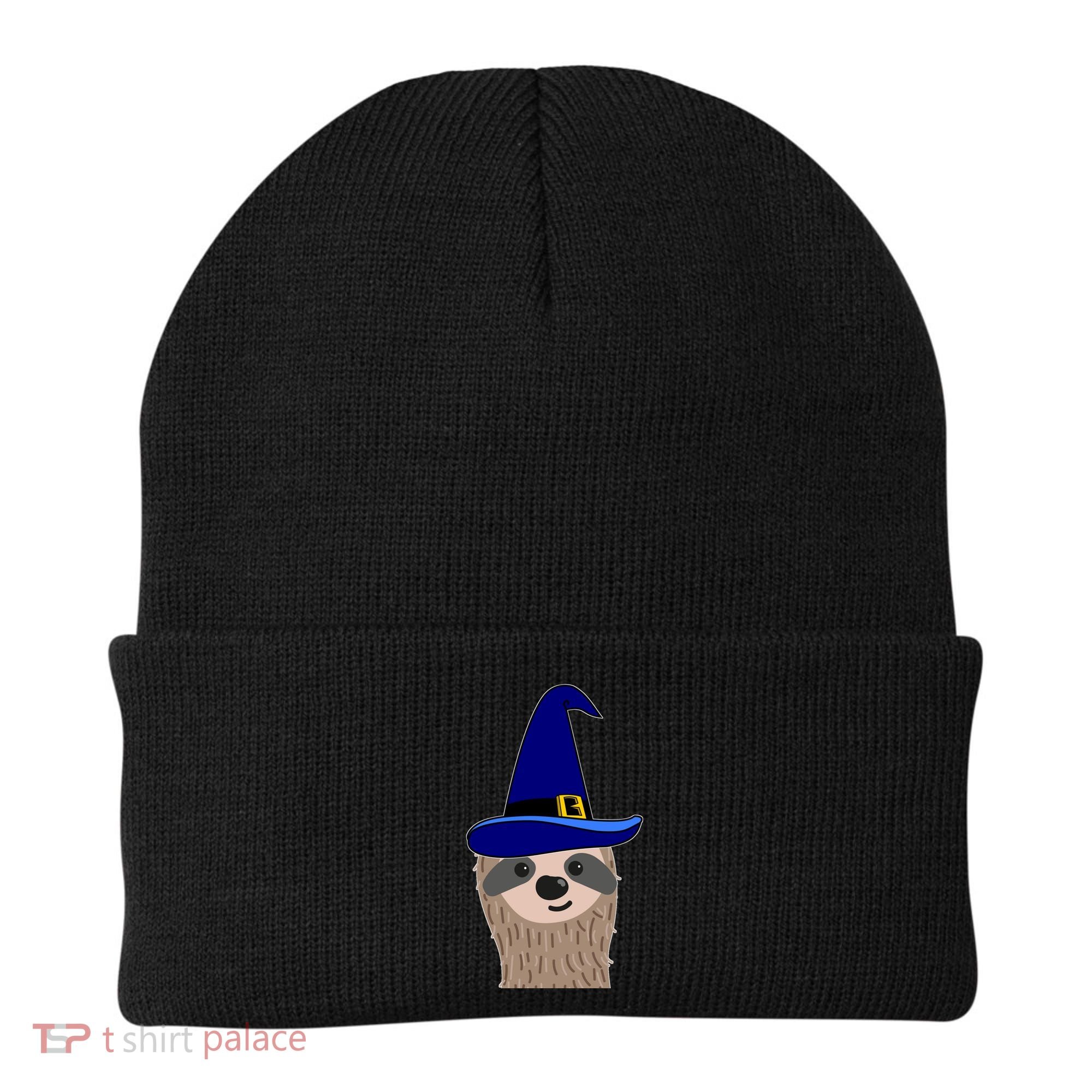 Scary Halloween Wizard Hat Sloth Gift Beanie