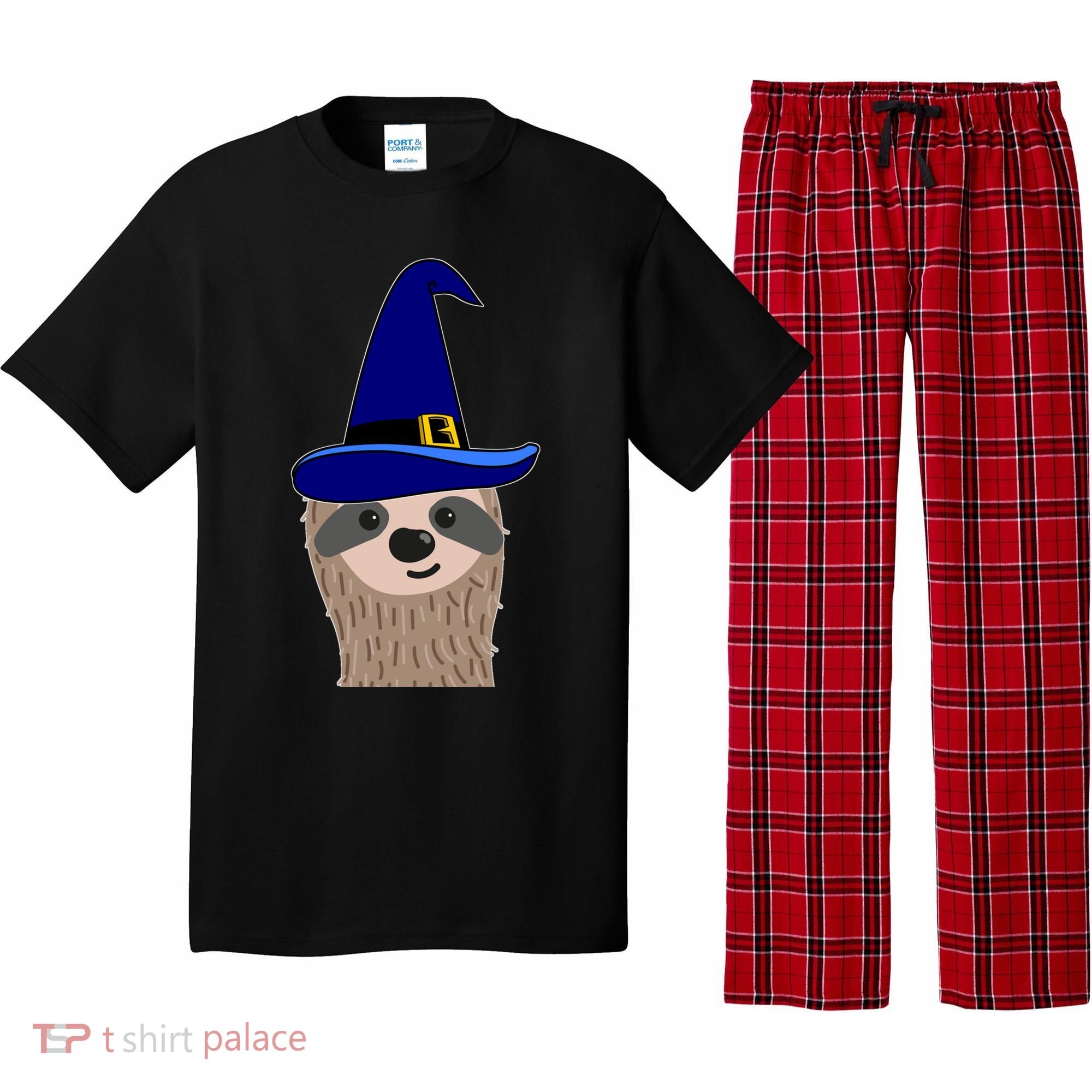 Scary Halloween Wizard Hat Sloth Gift Pajama Set