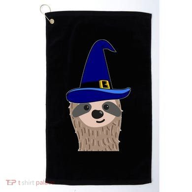 Scary Halloween Wizard Hat Sloth Gift Golf Towel