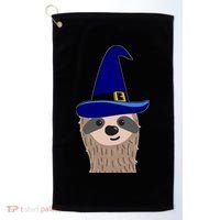 Scary Halloween Wizard Hat Sloth Gift Golf Towel thumb 0