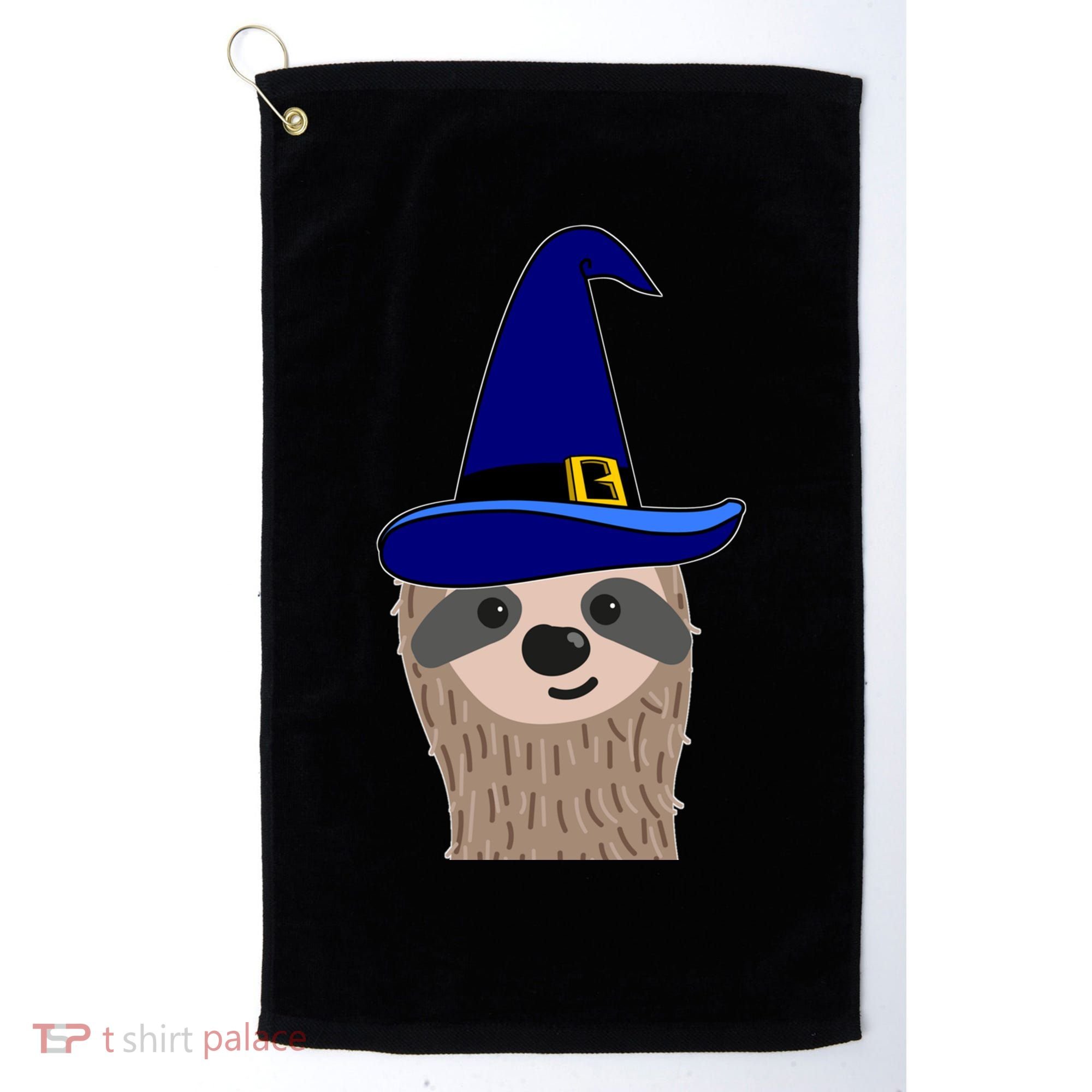 Scary Halloween Wizard Hat Sloth Gift Golf Towel