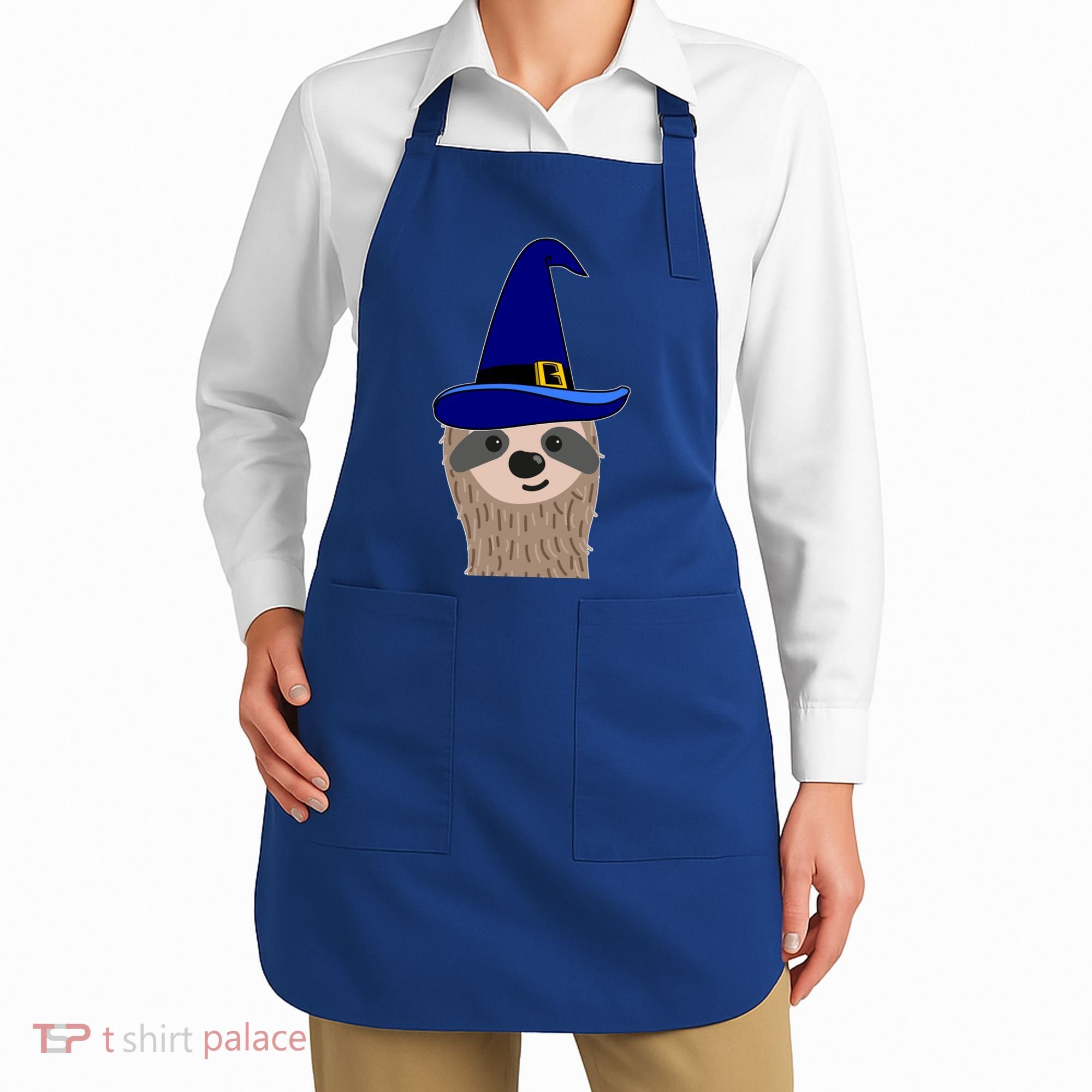 Scary Halloween Wizard Hat Sloth Gift Apron