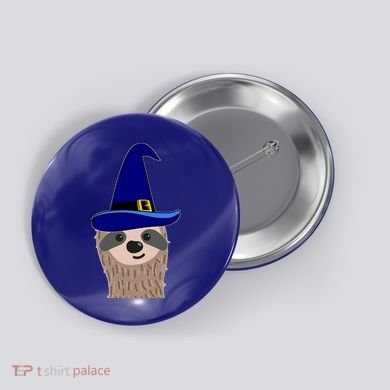 Scary Halloween Wizard Hat Sloth Gift Button