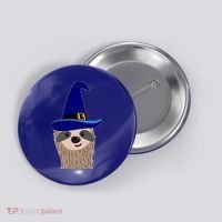 Scary Halloween Wizard Hat Sloth Gift Button thumb 0