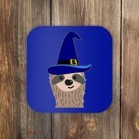Scary Halloween Wizard Hat Sloth Gift Coaster thumb 0