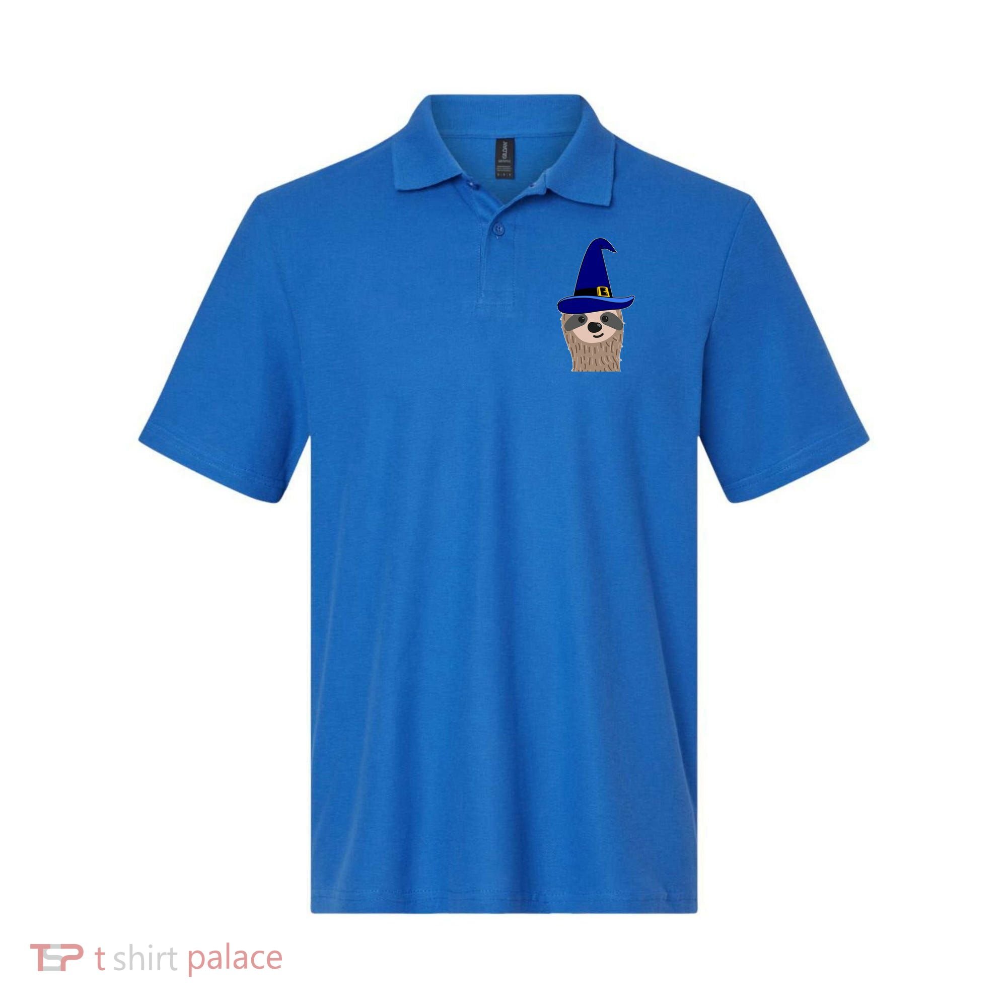 Scary Halloween Wizard Hat Sloth Gift Polo