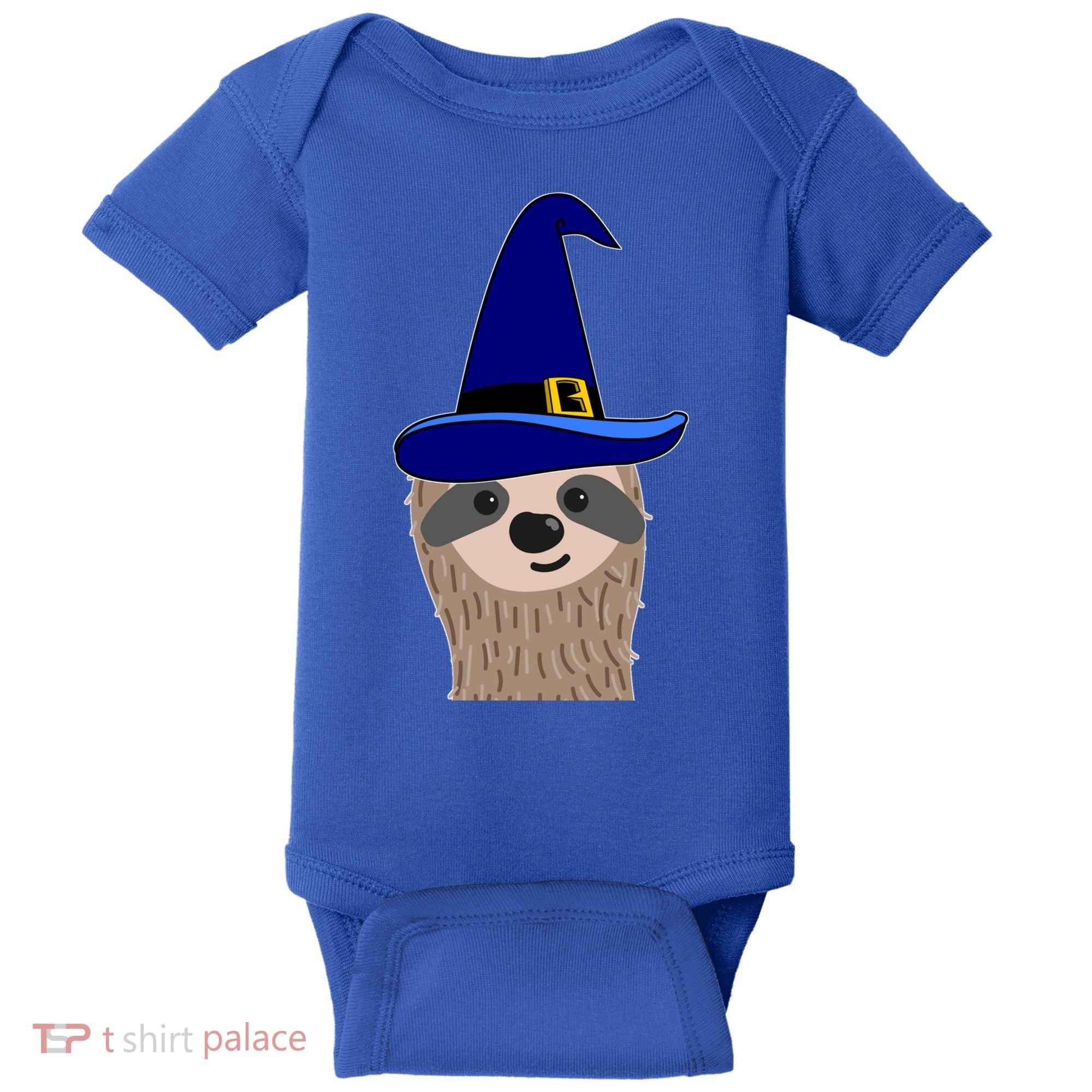Scary Halloween Wizard Hat Sloth Gift Baby Bodysuit