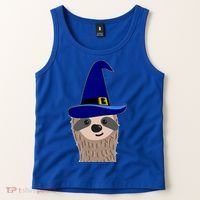Scary Halloween Wizard Hat Sloth Gift Tank Top thumb 2