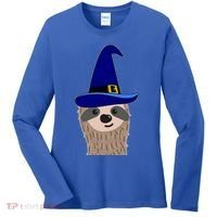Scary Halloween Wizard Hat Sloth Gift Women's Long Sleeve Shirt thumb 0