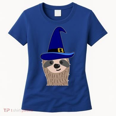 Scary Halloween Wizard Hat Sloth Gift Women's T-Shirt