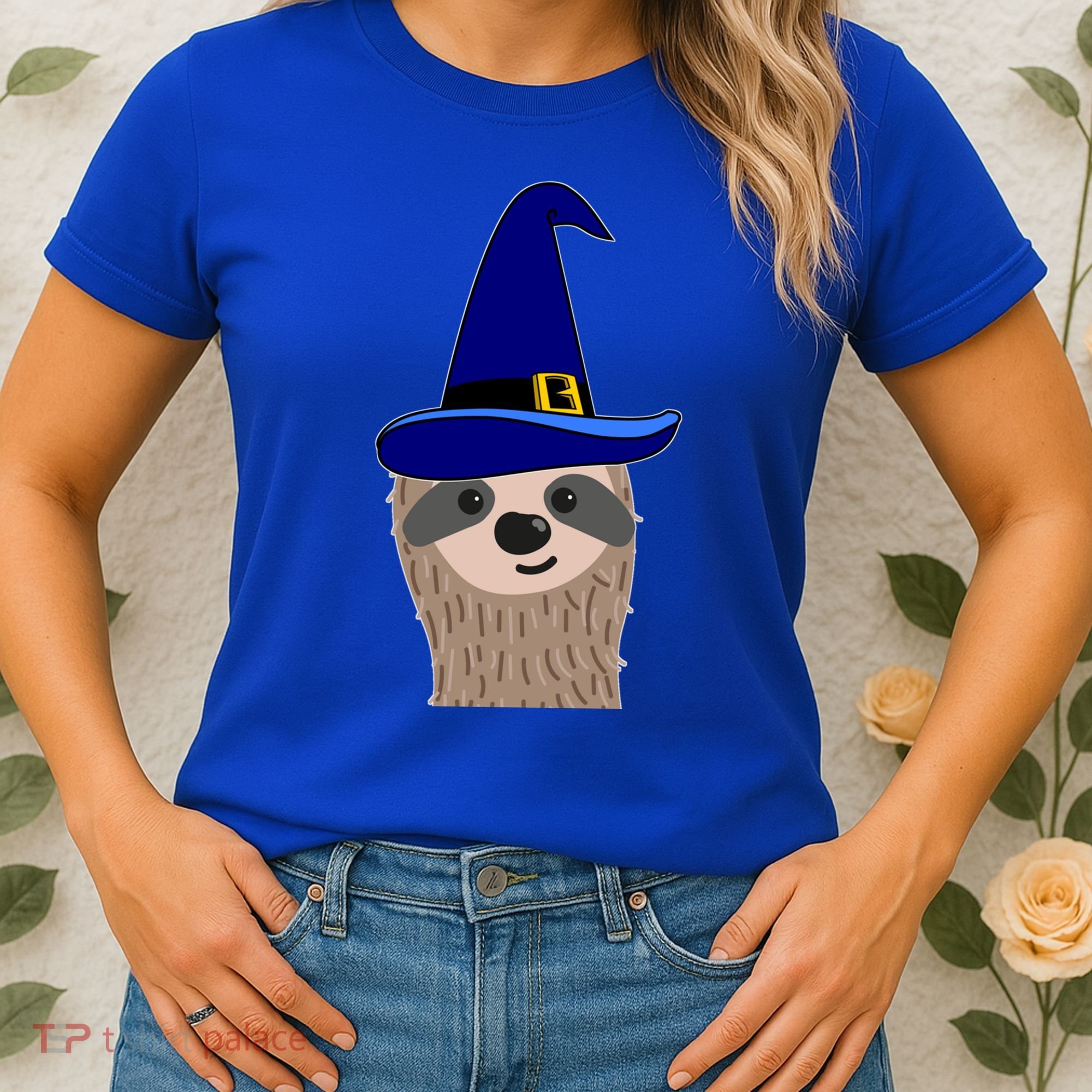 Scary Halloween Wizard Hat Sloth Gift Women's T-Shirt
