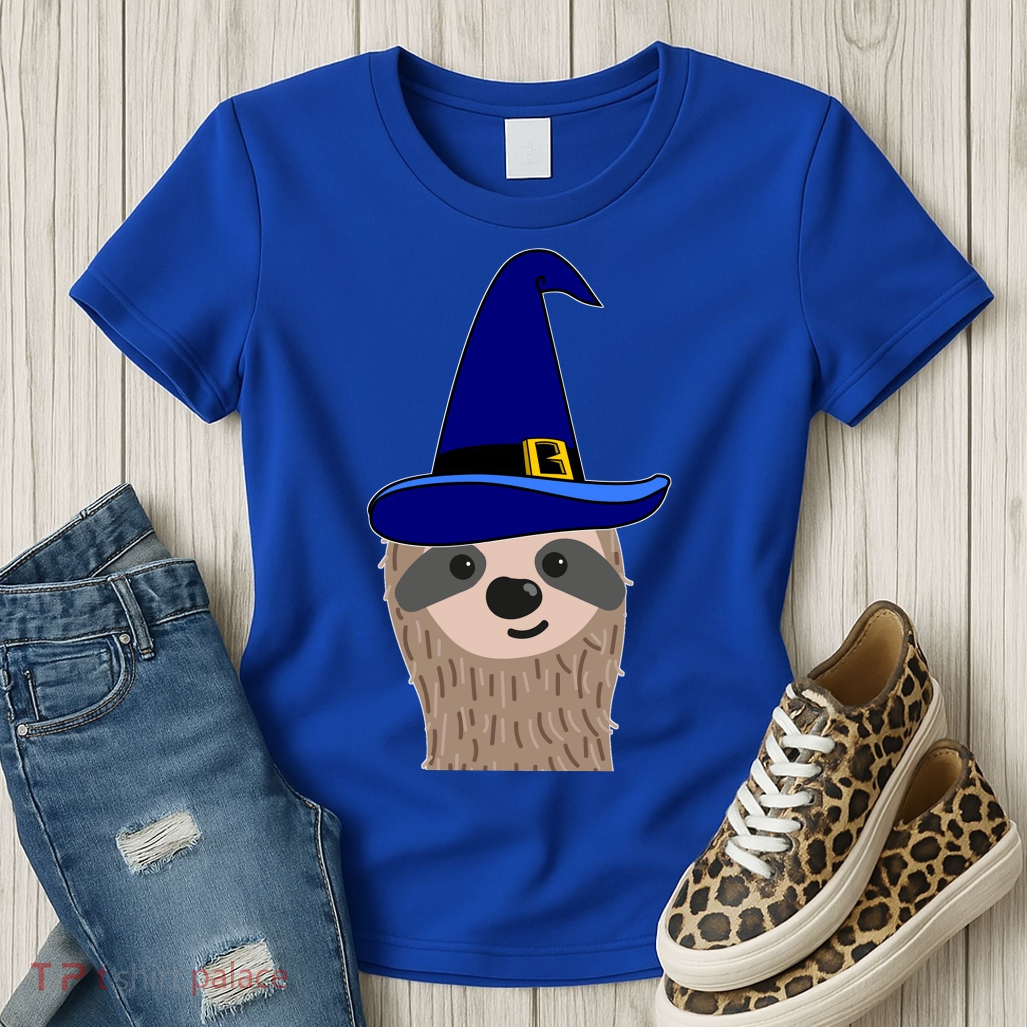 Scary Halloween Wizard Hat Sloth Gift Women's T-Shirt