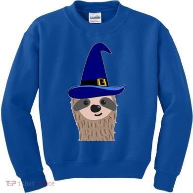 Scary Halloween Wizard Hat Sloth Gift Kids Sweatshirt