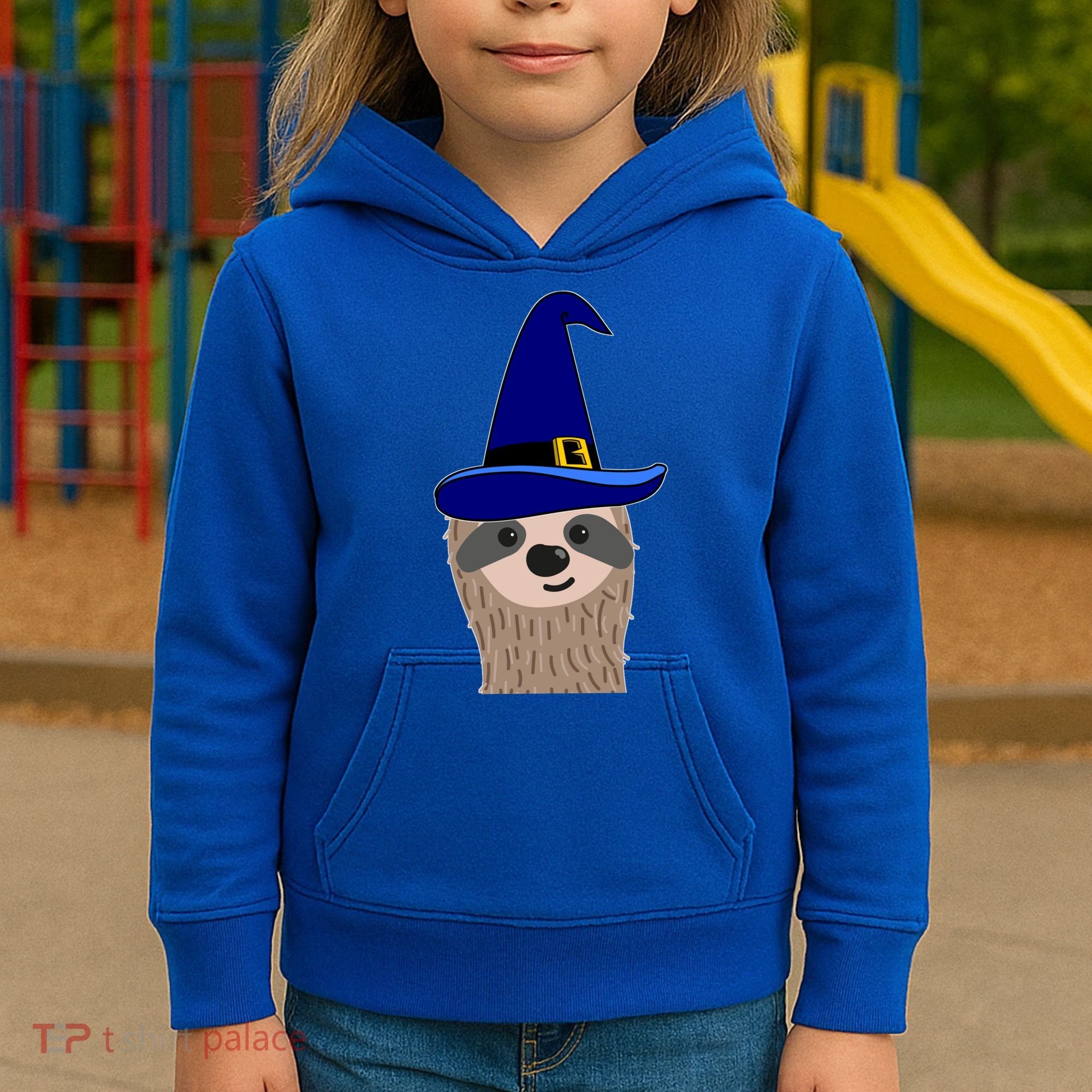 Scary Halloween Wizard Hat Sloth Gift Kids Hoodie