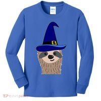 Scary Halloween Wizard Hat Sloth Gift Kids Long Sleeve Shirt thumb 0