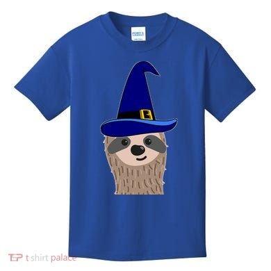 Scary Halloween Wizard Hat Sloth Gift Kids T-Shirt