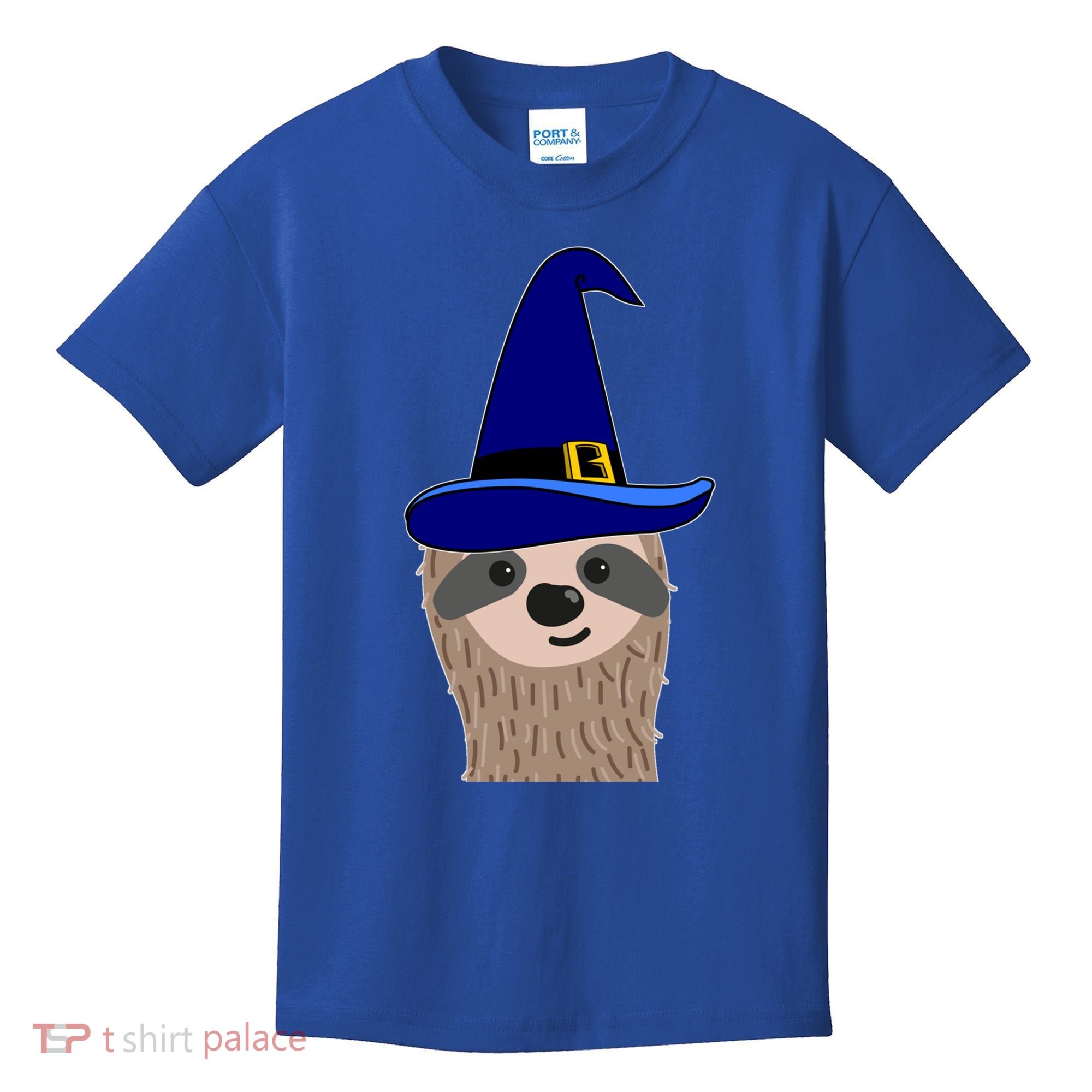 Scary Halloween Wizard Hat Sloth Gift Kids T-Shirt