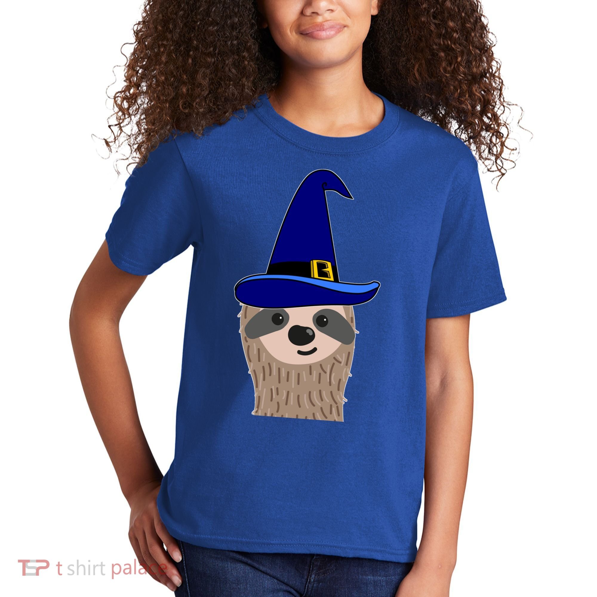 Scary Halloween Wizard Hat Sloth Gift Kids T-Shirt