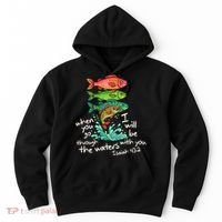 Sardines Isaiah 43:2 Scripture Faith Based Beach Fish Bible Verse Hoodie thumb 0