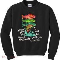Sardines Isaiah 43:2 Scripture Faith Based Beach Fish Bible Verse Kids Sweatshirt thumb 0