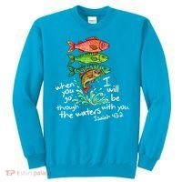 Sardines Isaiah 43:2 Scripture Faith Based Beach Fish Bible Verse Sweatshirt thumb 0