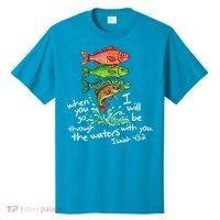 Sardines Isaiah 43:2 Scripture Faith Based Beach Fish Bible Verse T-Shirt thumb 0