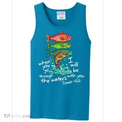 Sardines Isaiah 43:2 Scripture Faith Based Beach Fish Bible Verse Tank Top