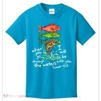 Sardines Isaiah 43:2 Scripture Faith Based Beach Fish Bible Verse Kids T-Shirt thumb 0