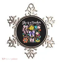 She Is A Teacher Coquette Bow Happy First Day Back To Ornament thumb 0