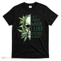 Skull I’M A Simple Man I Like Doobies And Boobies T-Shirt thumb 0